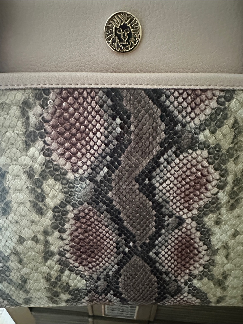 Anne Klein Pink and Cream Snake-Print Shoulder Bag - Picture 4 of 5